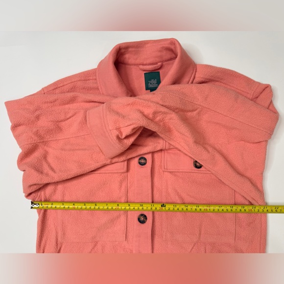 Pink Shacket Brushed Oversized Long Sleeve Button Down Shirt Jacket Fleece Plaid - Picture 12 of 17